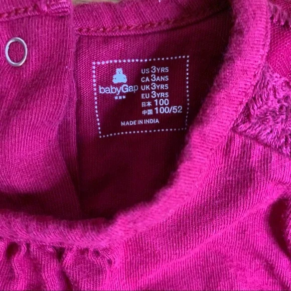 baby Gap Burgundy Crewneck Long Sleeved Shirt Toddler Girl Size 3 - Picture 9 of 11